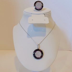 Purple Amethyst Necklace & Ring Set